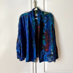 Chico's Silk Blend Velvet Kimono Jacket Size M
